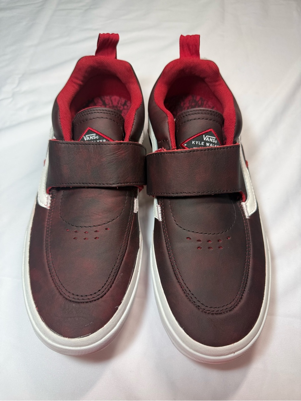 Vans Men’s Kyle Walker Strap Sneakers in Maroon and White